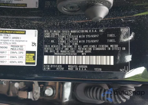 2023 Toyota Corolla Cross Le z USA, uszkodzony, nr VIN 7MUBAABG6PV050260